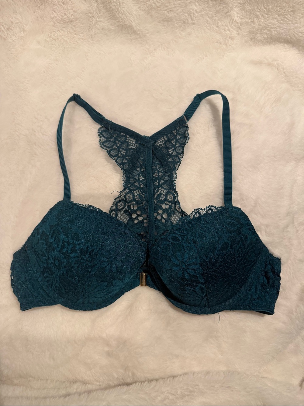 Teal Lace Racerback Push-Up Bra - Women Intimates